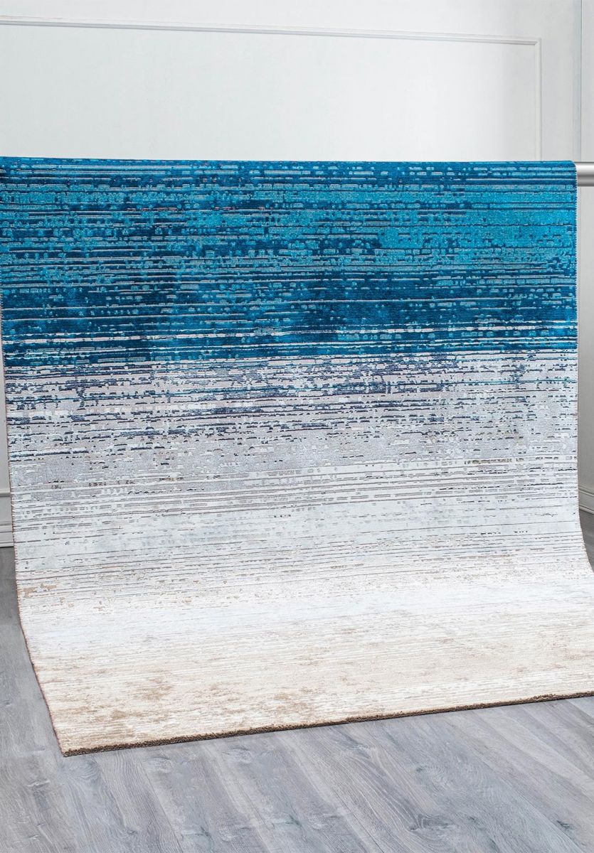 AURORA BEIGE - WHITE - CYAN - DARK NAVY - ICE BLUE RUG
