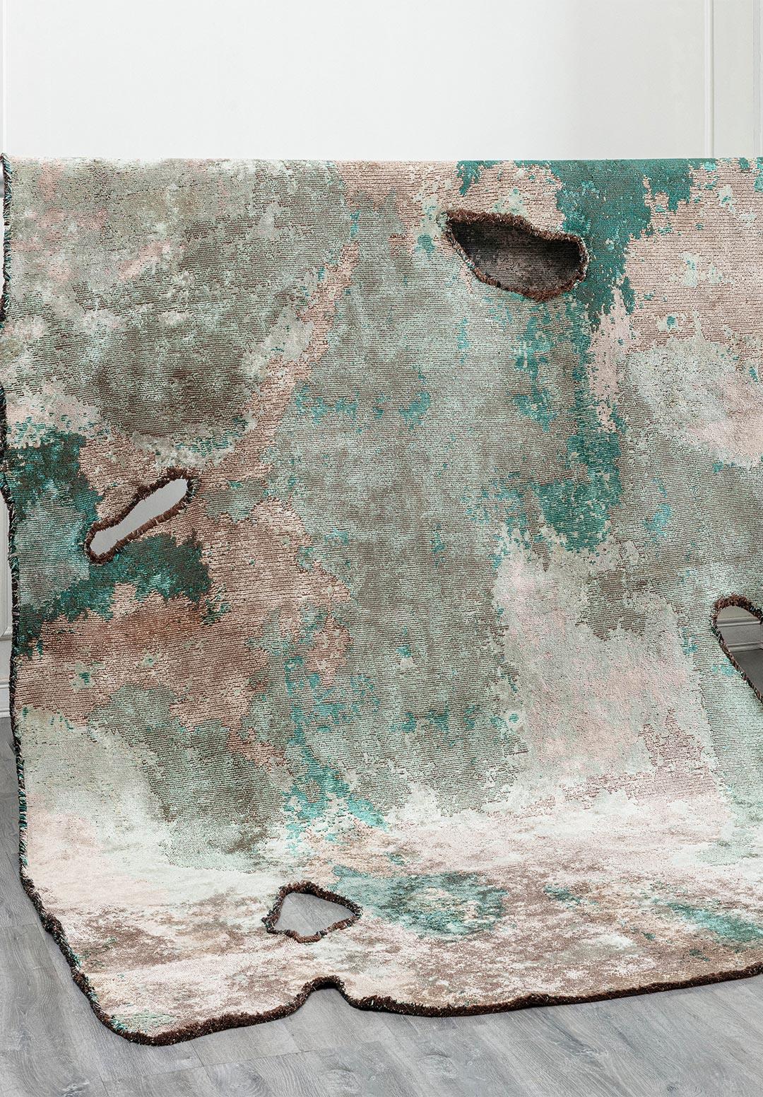 MIST RIVER GREEN - BEIGE - DARK GREEN - STONE RUG