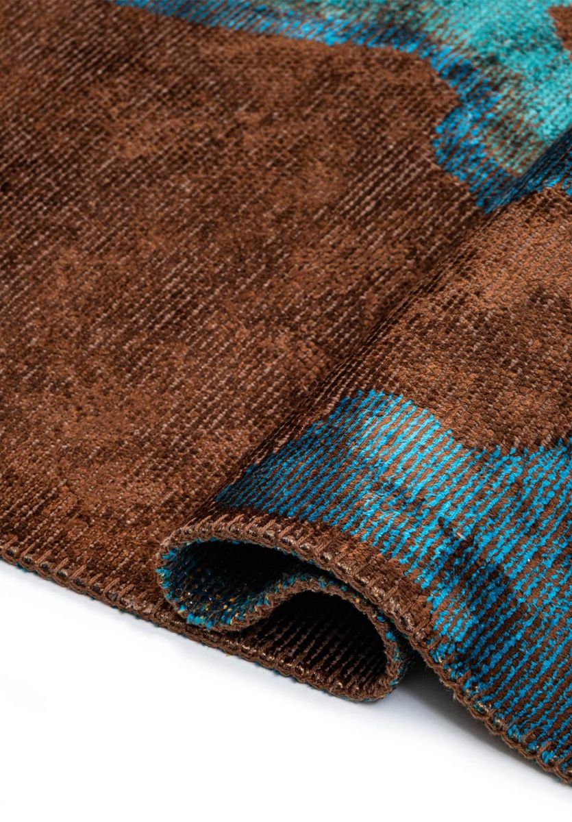 ISOLA DARK BROWN - CYAN - DARK TURQUOISE - MUSTARD RUG