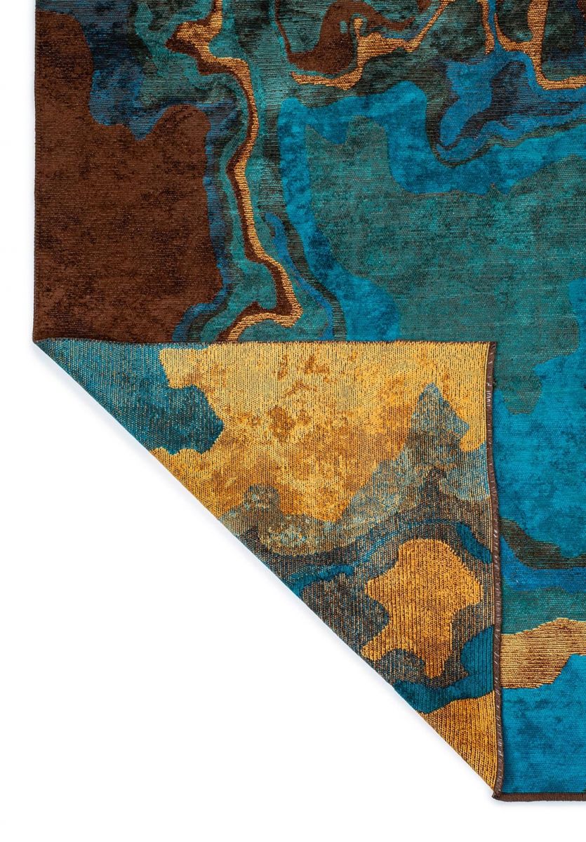 ISOLA DARK BROWN - CYAN - DARK TURQUOISE - MUSTARD RUG