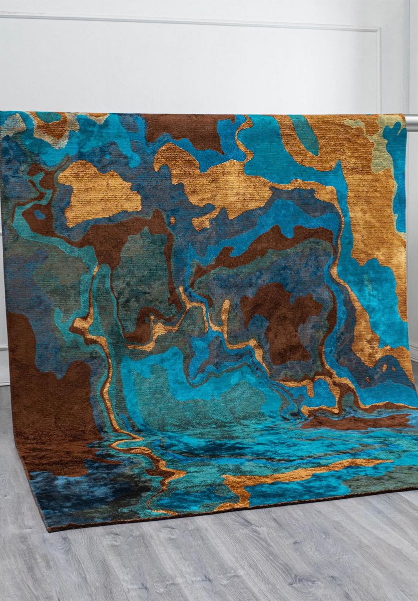 ISOLA DARK BROWN - CYAN - DARK TURQUOISE - MUSTARD RUG