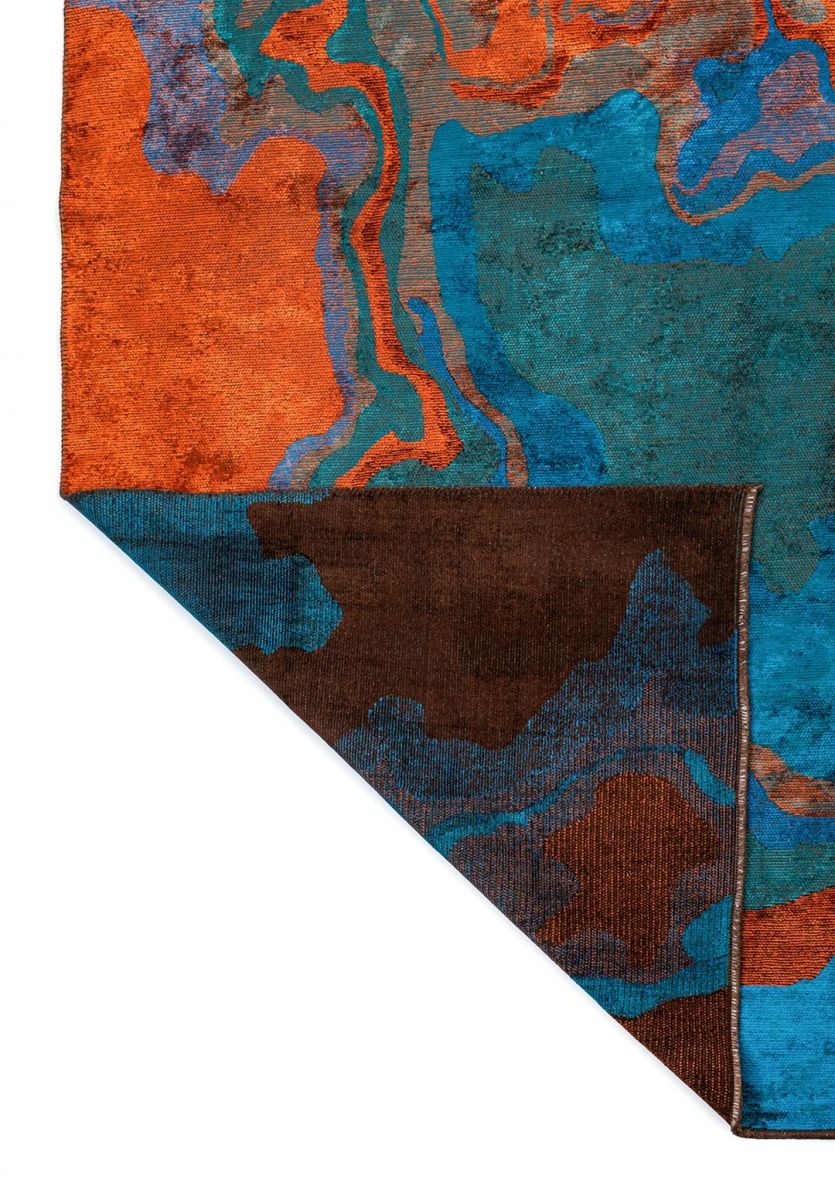 ISOLA RUST - CYAN - DARK TURQUOISE - DARK BROWN RUG