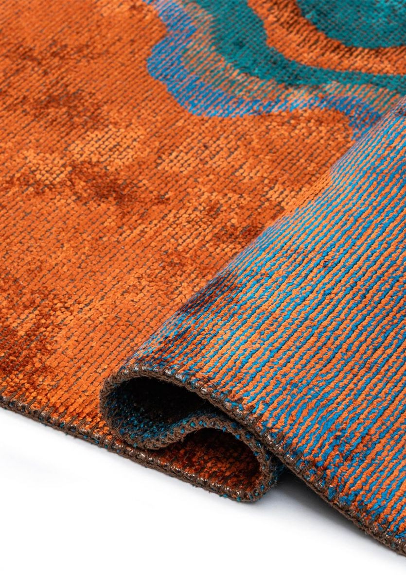 ISOLA RUST - CYAN - DARK TURQUOISE - DARK BROWN RUG