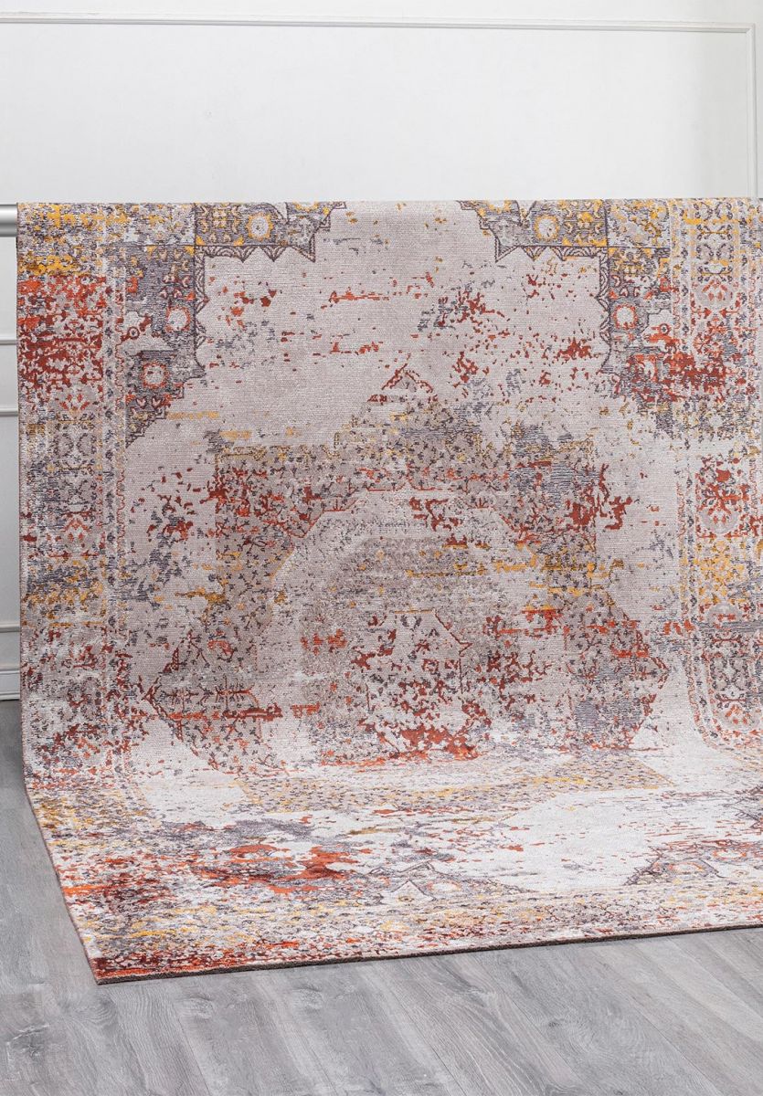 MEMLUK LIGHT GREY - CHARCOAL - GREY - RUST - GOLD - MUSTARD RUG