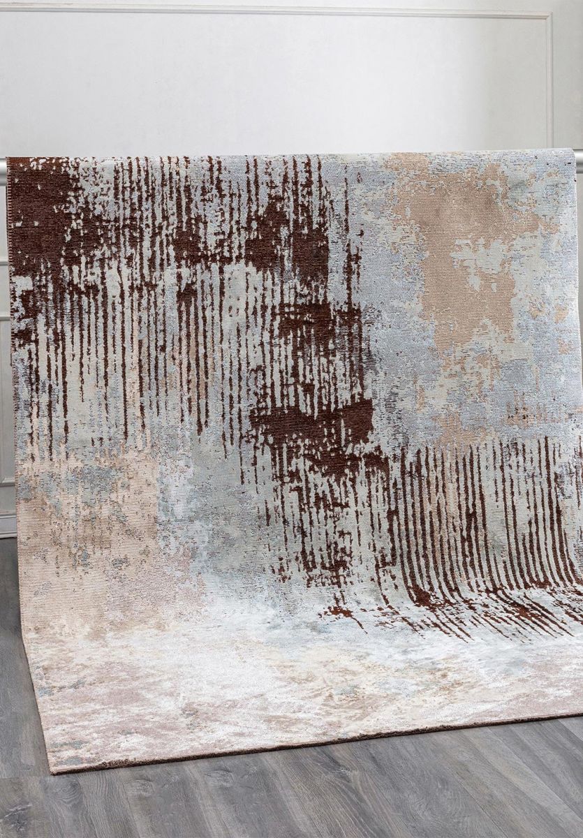 ORION WHITE - BEIGE - ICE BLUE - DARK BROWN RUG