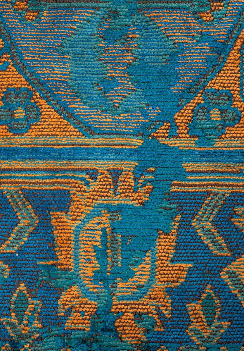 MONARCH ERA ORANGE - DARK GREEN - DARK TURQUOISE - CYAN RUG