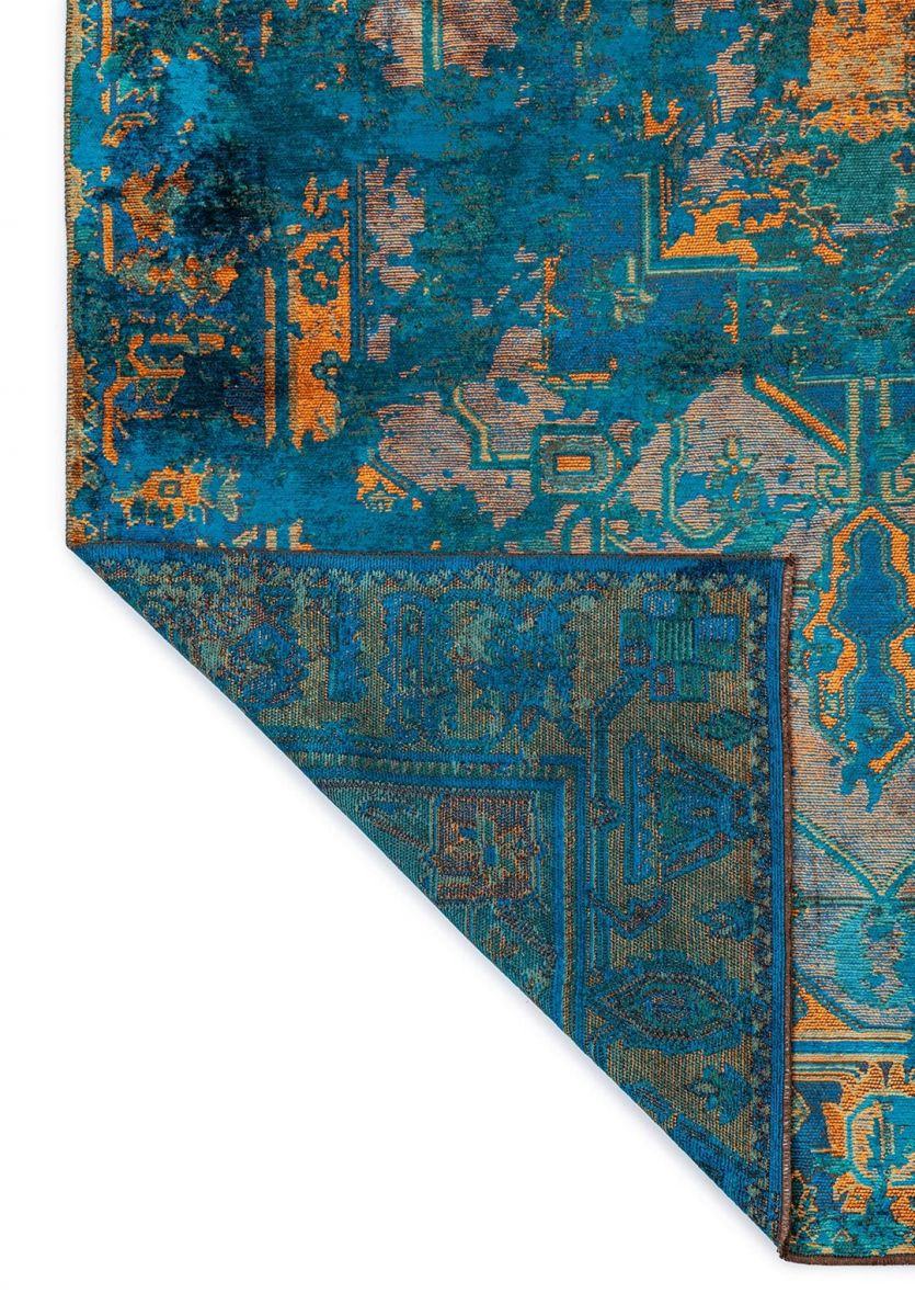 MONARCH ERA ORANGE - DARK GREEN - DARK TURQUOISE - CYAN RUG