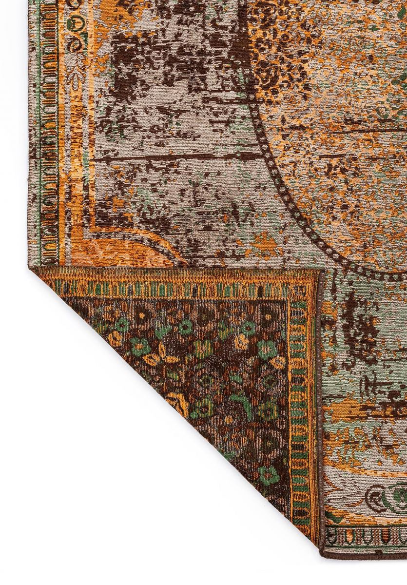 LEGACY CREAM - ORANGE - FOREST GREEN - DARK BROWN RUG