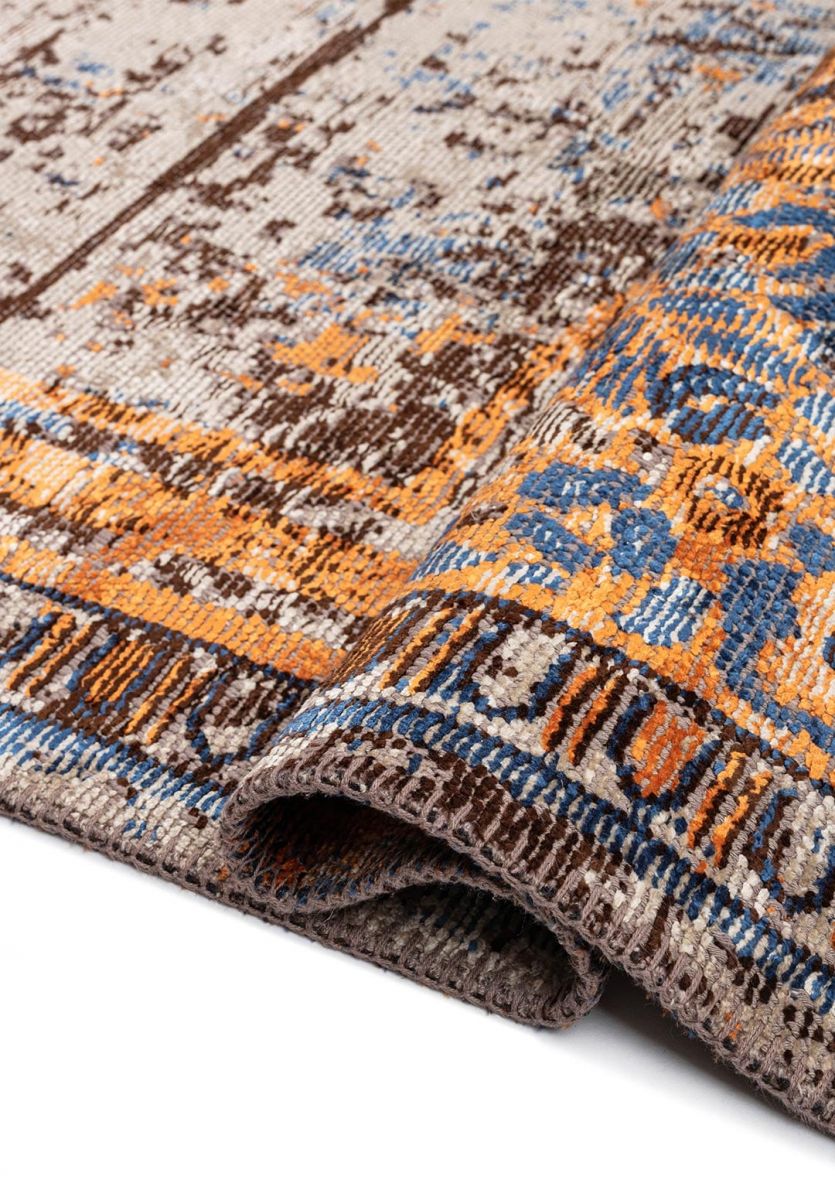 LEGACY CREAM - ORANGE - NAVY BLUE - DARK BROWN RUG