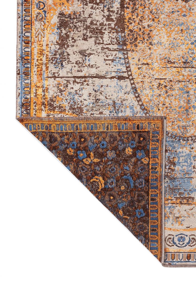 LEGACY CREAM - ORANGE - NAVY BLUE - DARK BROWN RUG