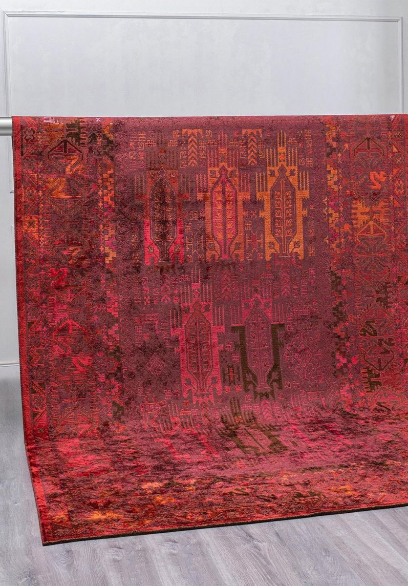 FOLK CHERRY - DARK BROWN - RUST - RED - MAGENTA - PINK RUG