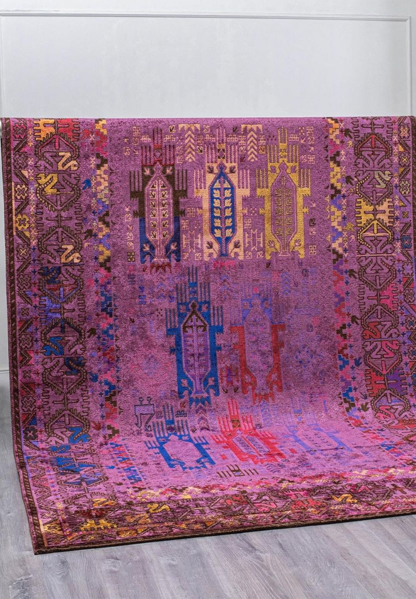 FOLK PURPLE - MAGENTA - MUSTARD - DARK BROWN - SAX BLUE - GRASS GREEN RUG