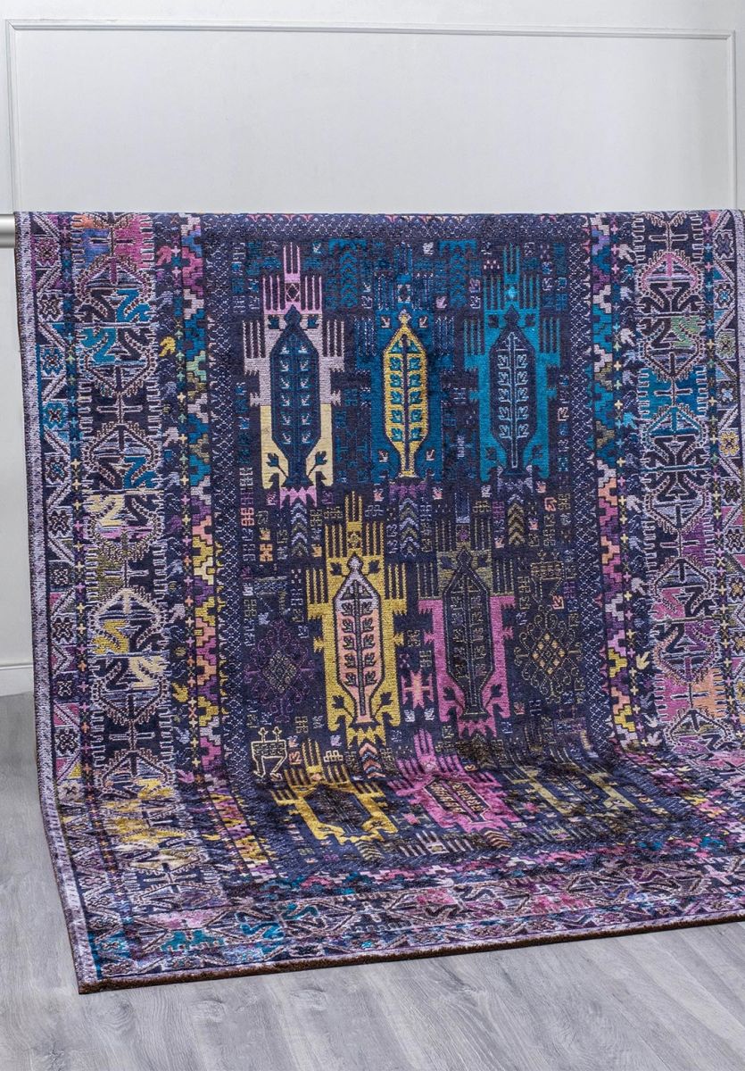 FOLK DARK NAVY - PURPLE - CYAN - LILAC - KIWI - CACAO RUG