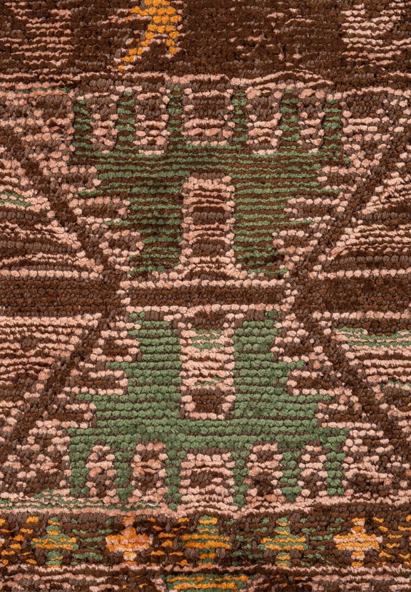 FOLK DARK BROWN - FOREST GREEN - ORANGE - LIGHT CORAL - CYAN - KIWI RUG