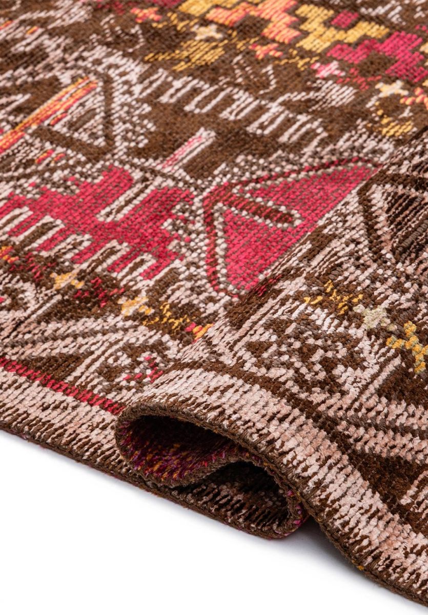 FOLK DARK BROWN - MUSTARD - GREEN - COPPER - MAGENTA - PURPLE RUG