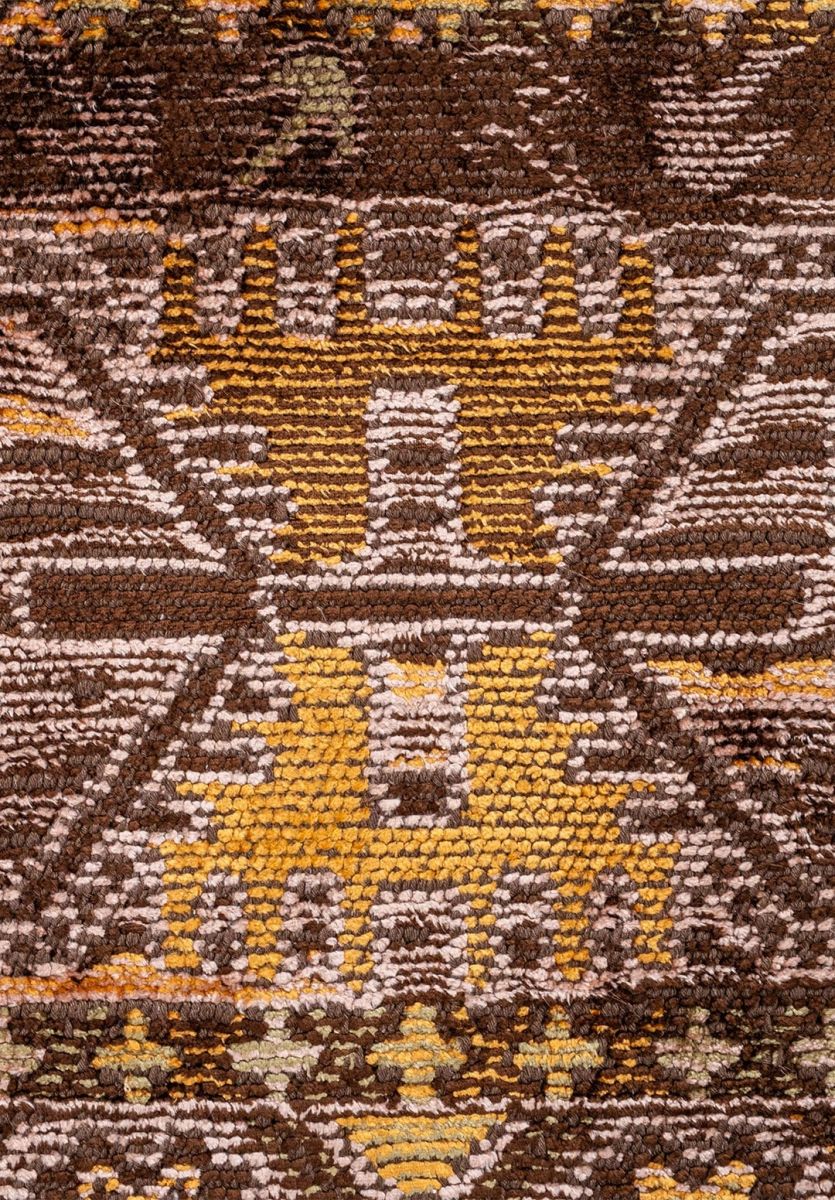 FOLK DARK BROWN - MUSTARD - GREEN - COPPER - MAGENTA - PURPLE RUG
