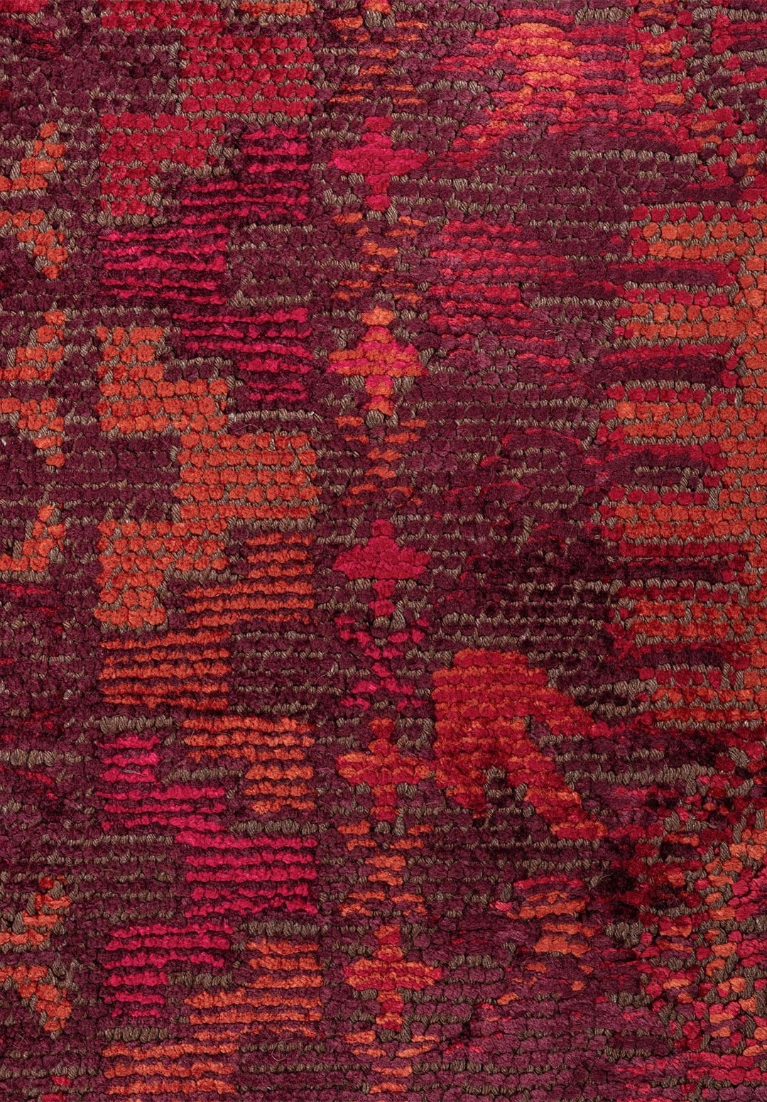 FOLK CHERRY - DARK BROWN - RUST - RED - MAGENTA - PINK RUG