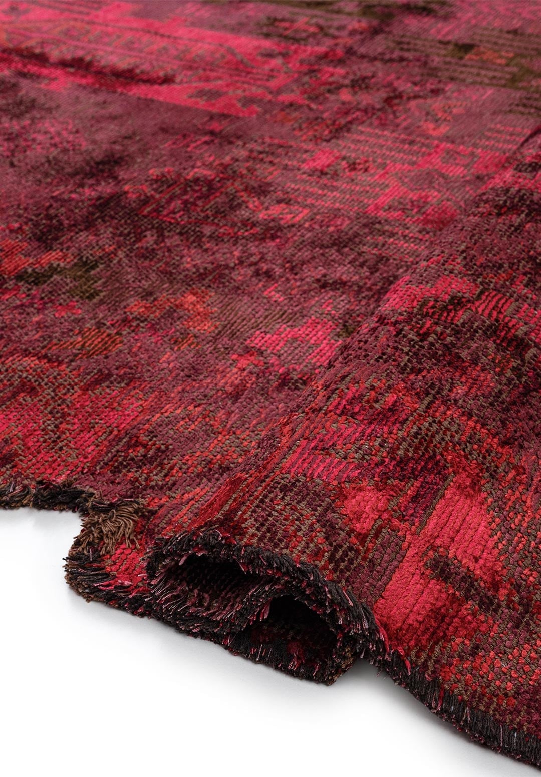 FOLK CHERRY - DARK BROWN - RUST - RED - MAGENTA - PINK RUG