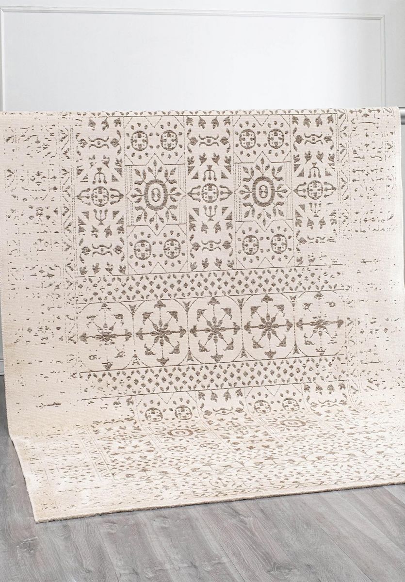 SCRIPT DARK BROWN - CREAM RUG