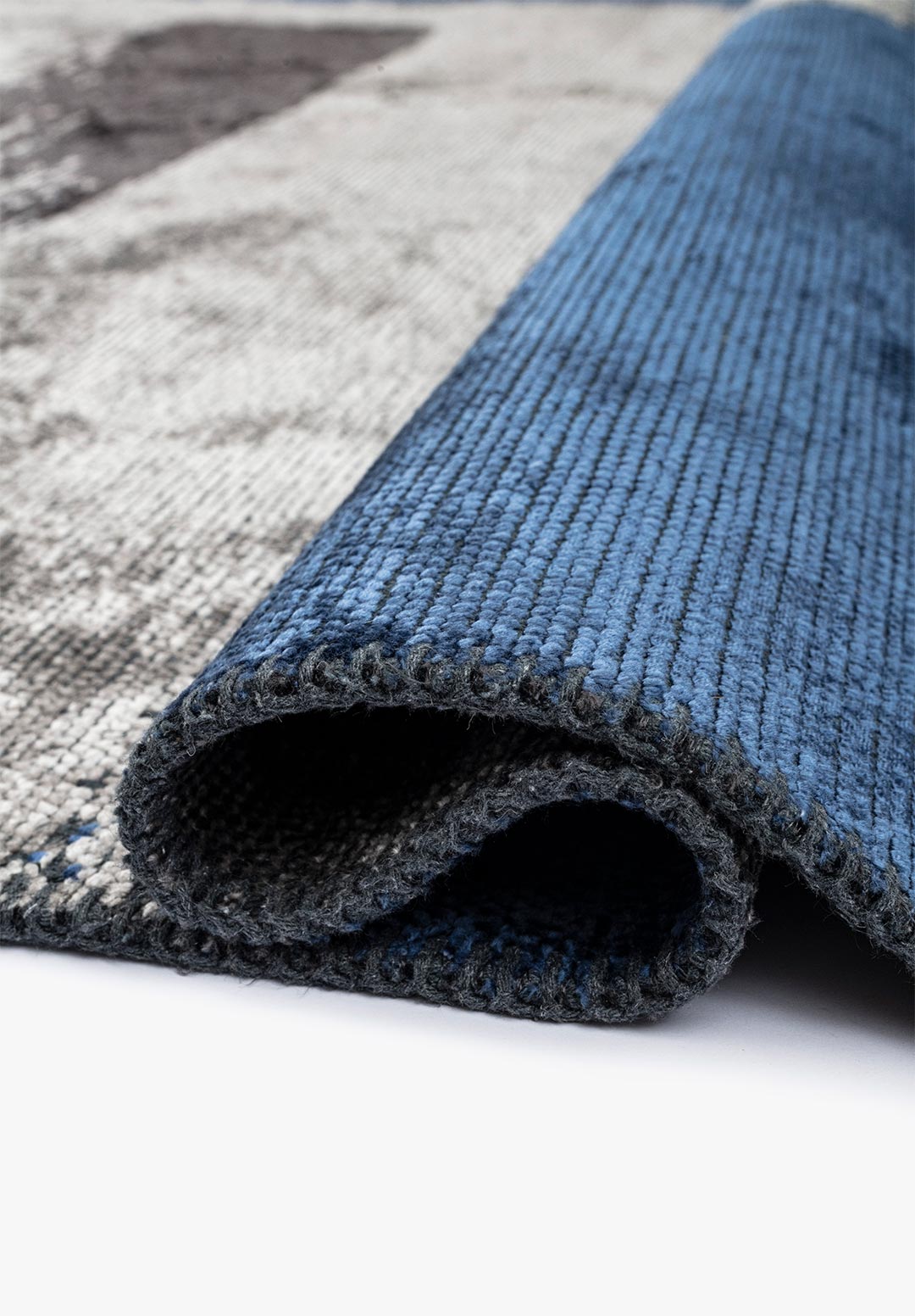 MALAGA NAVY BLUE - CHARCOAL - LIGHT GREY RUG