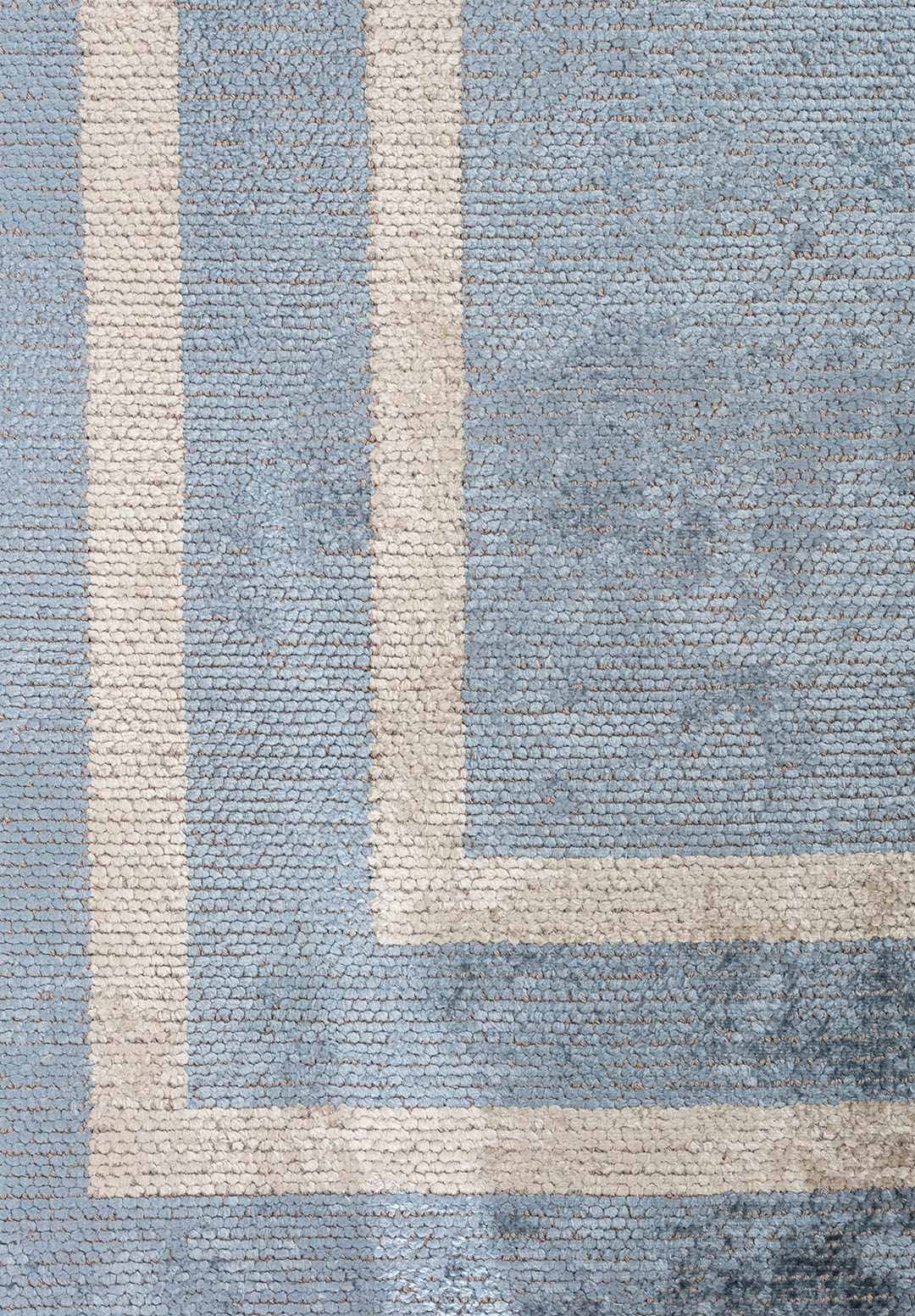 PARALLEL BORDER BLUE - BEIGE RUG