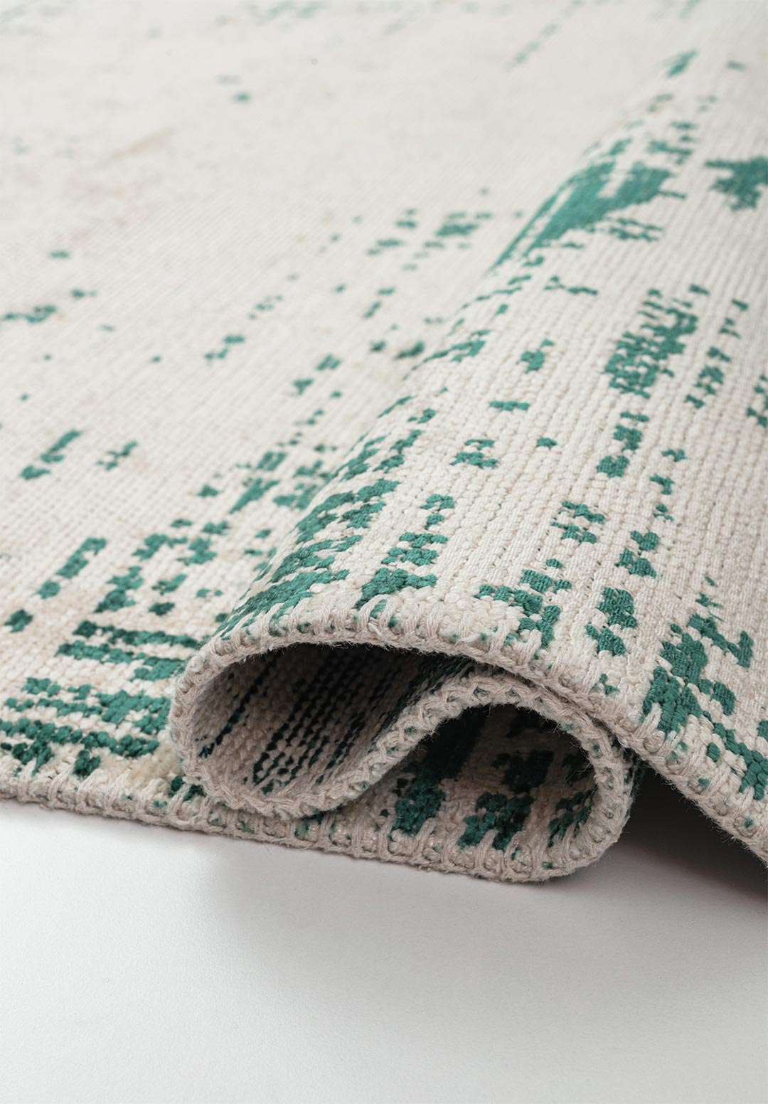 SPACE ECRU - DARK GREEN RUG