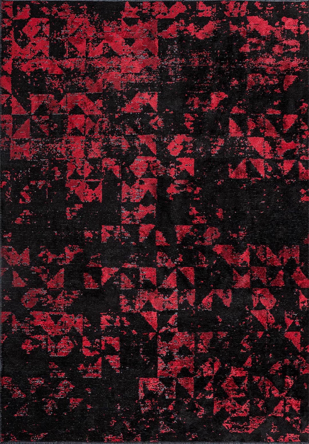 TRIANGLE BLACK - RED RUG