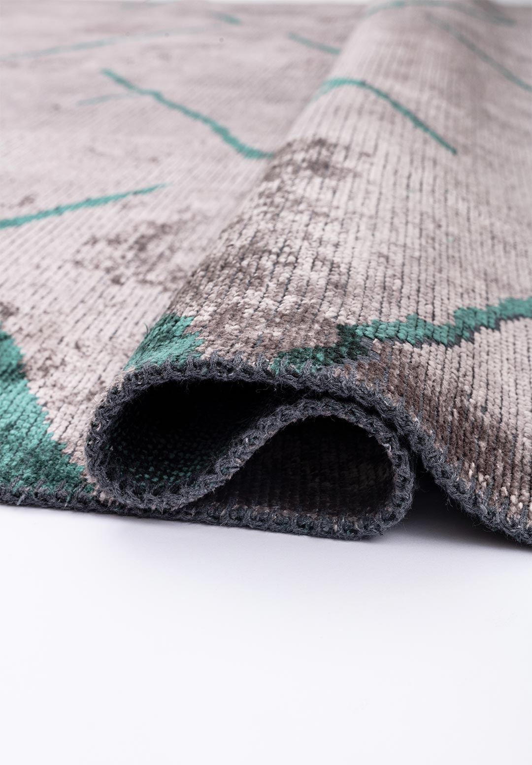 WAVE DARK GREEN - LIGHT GREY RUG