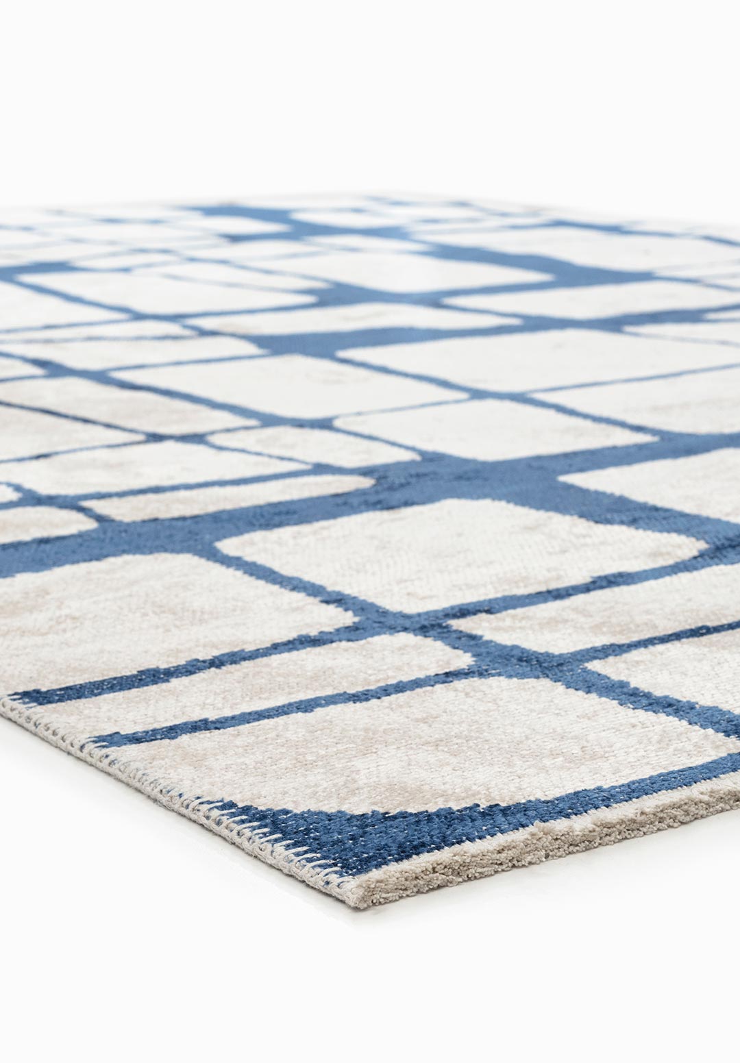 WEB Тёмно - синий Синий - Экрю Ковер