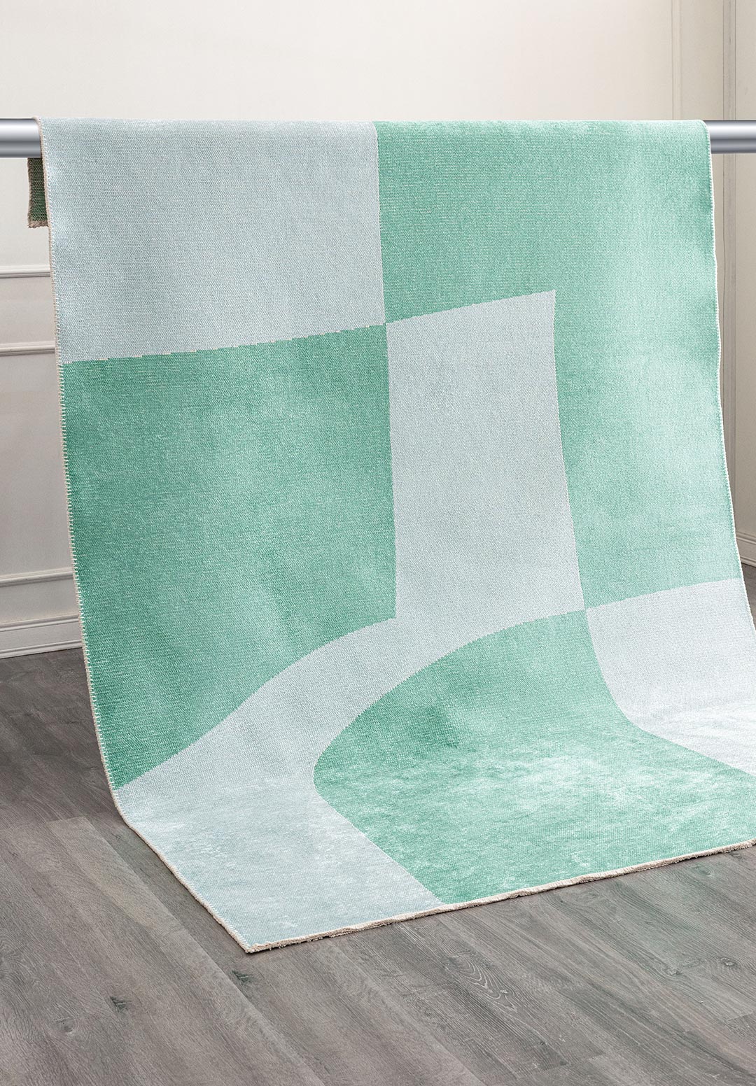 SKEW RIVER GREEN - ICE BLUE RUG