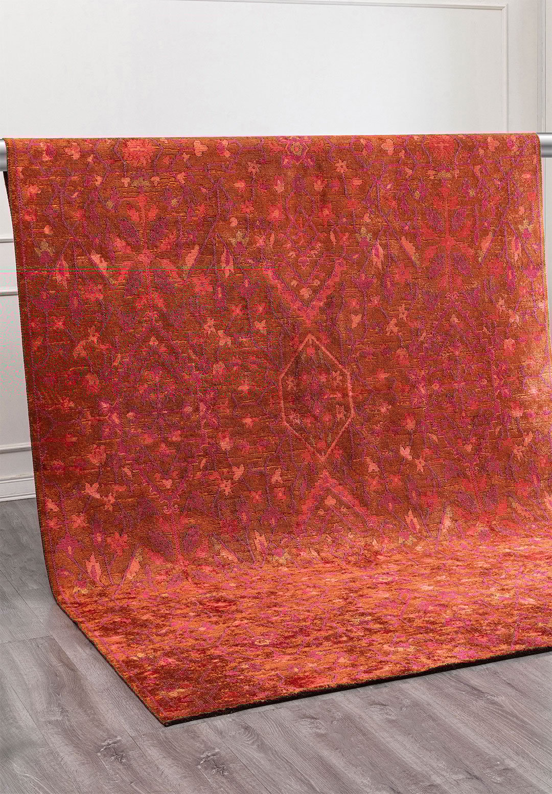 FLEUR TERRA - FUSCHIA - RUST RUG