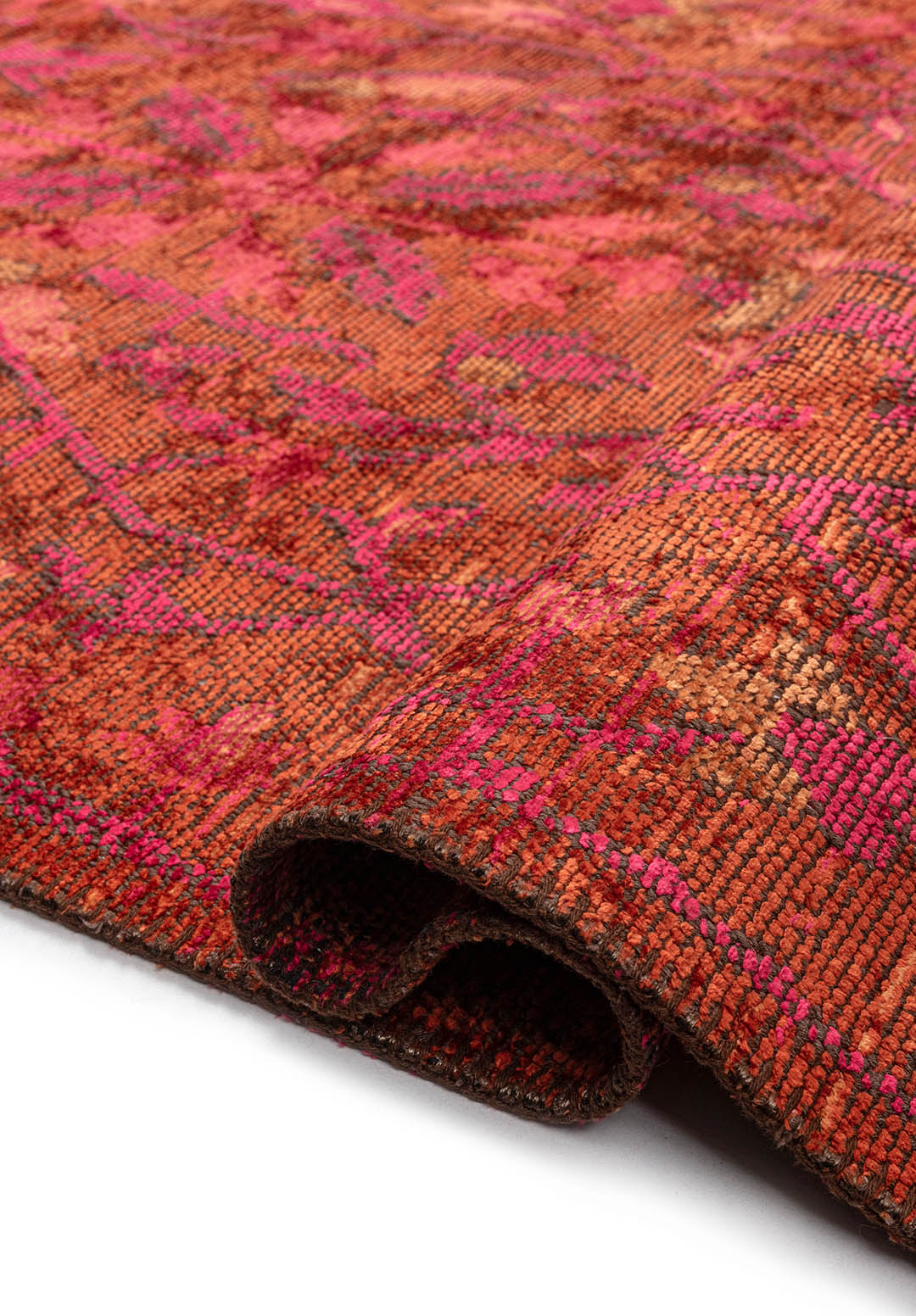 FLEUR TERRA - FUSCHIA - RUST RUG