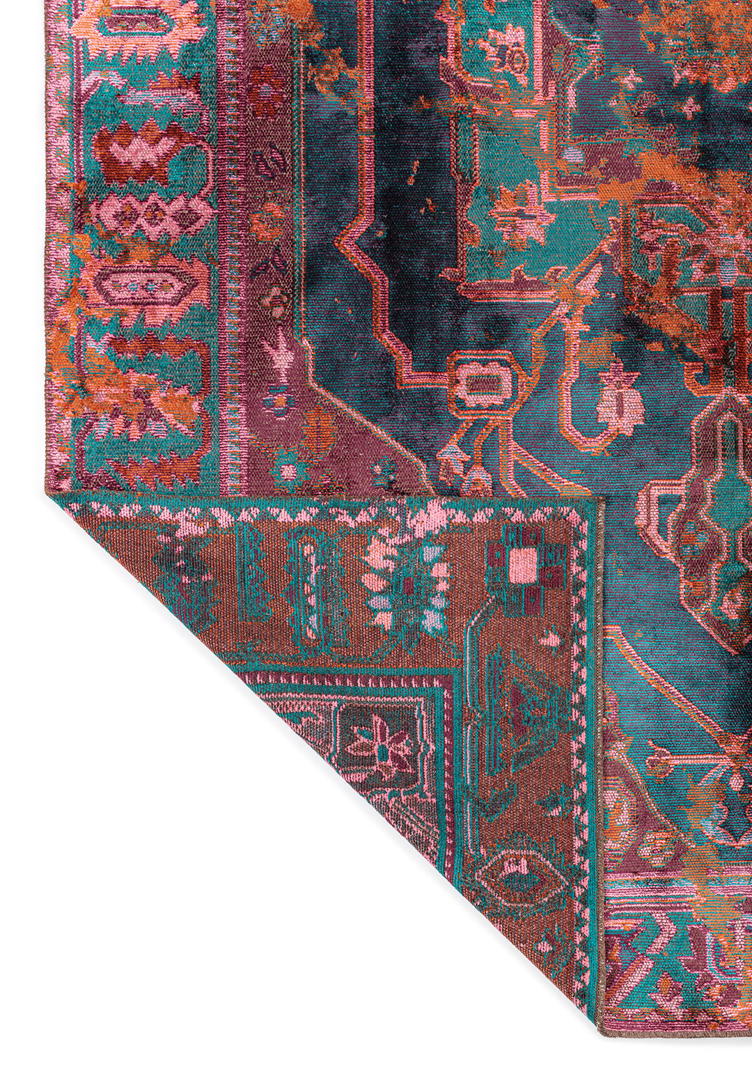 MONARCH ERA RUST - DARK TURQUOISE - DARK DAMSON - PINK RUG
