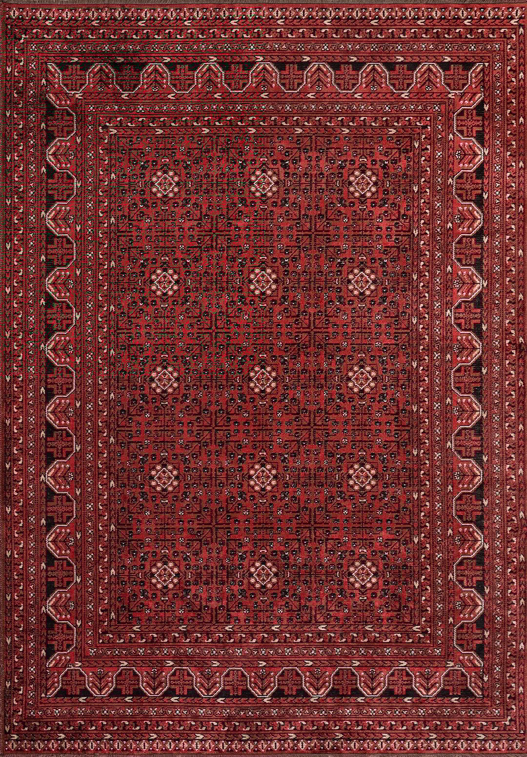 GRANDEUR Светлый Кремовый - Светлый Коралловый - Красный - Чёрный Ковер