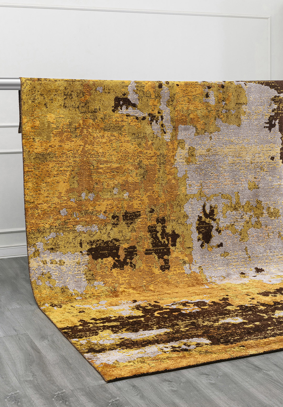 QUASAR MUSTARD - LIGHT GREY - DARK BROWN - YELLOW RUG