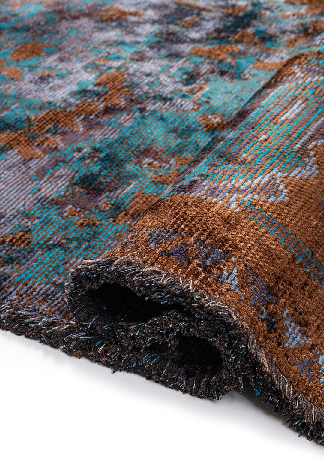 MONARCH ERA NAVY BLUE - CYAN - DARK NAVY - DARK BROWN RUG